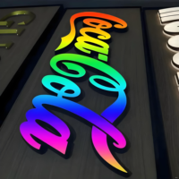 Panneaux publicitaires dynamiques irisés en couleur personnalisée, lettrage 3D coloré pour panneaux d'affichage dynamiques