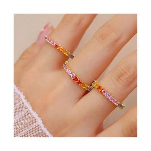 Bijoux tendance Xinfly pour femmes, nouvelles bagues en or véritable 18 carats avec saphir multicolore, pierres précieuses carrées de style princesse - Product Image 1