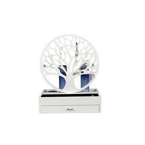 Boîte à <span class=keywords><strong>bijoux</strong></span> en bois blanc mat avec support à collier en forme d'arbre, organisateur de rangement pour <span class=keywords><strong>bijoux</strong></span> à double tiroir et multi-compartiments - Product Image 2