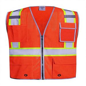 SKSAFETY Chaleco de Seguridad Impermeable ANSI Clase 2 con 10 Bolsillos, Alta Visibilidad, Malla de Doble Cara con Tiras Reflectantes, Logotipo Personalizado - Product Image 1