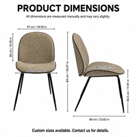 Chaise de salle à manger rembourrée DM Wholesale avec structure métallique et dossier incurvé pour hôtel, restaurant et appartement