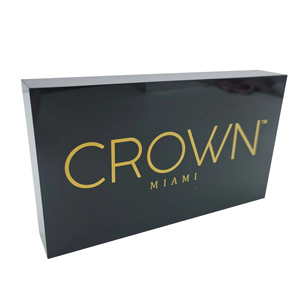 2025 bóng màu đen Acryl Logo khối thủy tinh bán lẻ bảng hiệu quầy bán lẻ sản phẩm cá nhân hiển thị thương hiệu tùy chỉnh dấu hiệu Acrylic - Product Image 2