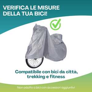 Telo Copribicicletta Grigio 100x200 Cm Impermeabile Protettivo per Uso Esterno - Product Image 4
