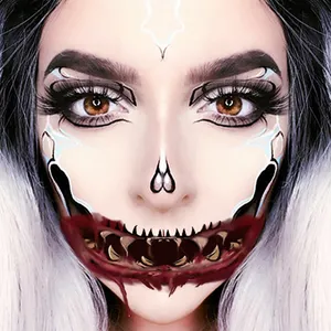 Membuat Lucu Halloween Wajah Gigi Stiker Tato untuk Halloween Dekorasi Dekorasi Bekas Luka Teroris Membuat Tato Sementara