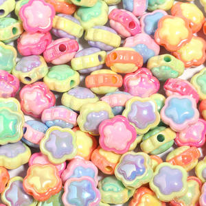 2025 Professional Custom Macaron Two-Color Cartoon Flower Beaded DIY Accessories UV Color Pentagram <b>Acrylic</b> <b>Plastic</b> <b>Lucite</b> <b>Beads</b> - Product Image 1