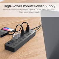 Hub USB 3.0 de 10 Puertos de Alta Velocidad de Aluminio, 5Gbps, Adaptador de Corriente de 36W, Venta al Por Mayor de Fábrica, en Stock