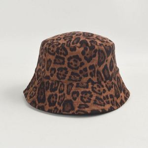 Autumn Winter Stylish Leopard Suede Bucket <b>Hat</b> Beret <b>Hat</b> <b>for</b> Fashion Women - Product Image 2