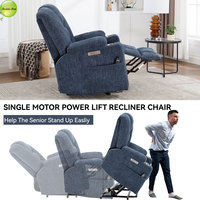 Fauteuil inclinable électrique avec massage et chaleur pour personnes âgées, canapé inclinable électrique simple avec port de charge USB et porte-gobelet S064