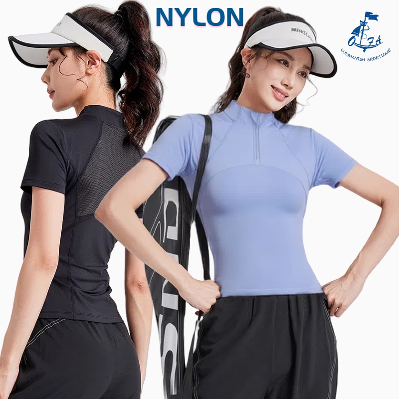 Summer High Quality Waist Slimming Training Tops Women's Quick-drying Tight Stand Collar Full Zipper Short Sleeves Yoga Shirts