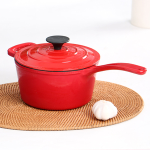 Juego de utensilios de cocina de hierro fundido antiadherente rosa que incluye una olla de leche de hierro fundido hecha de metal duradero - Product Image 2