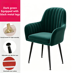 <span class=keywords><strong>Chaise</strong></span> de salle à manger moderne de style nordique avec tissu en velours et pieds en métal <span class=keywords><strong>noir</strong></span> pour la maison, le bureau, la chambre, l'appartement, le salon - Product Image 1
