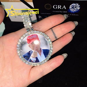 Nước bằng chứng Saphire Bảng điều chỉnh miễn phí khung 13.86cts kim cương lớn remenberance tưởng niệm moissanite ảnh hình ảnh Mặt dây chuyền bộ nhớ - Product Image 6