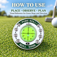 Niveau à bulle de lecture de pente de golf double face en métal pour aide au putting, outil de lecture de pente pour golfeur, cadeau et entraînement