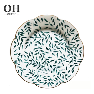 Il nuovo design <span class=keywords><strong>piatti</strong></span> in ceramica piccole foglie verdi semplice piatto di insalata di frutta domestica creativo occidentale sottopiatti matrimonio - Product Image 2