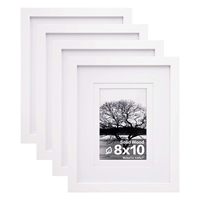 Egofine Lot de 4 cadres photo en bois massif 8x10 couvercle en plexiglas 4x6 5x7 tapis de table affichage mural cadre photo blanc