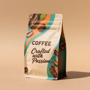 Sachet de café personnalisé avec logo, 250g, qualité alimentaire, anti-humidité, thermoscellable, fond plat, pochette d'emballage de café autoportante avec valve et fermeture éclair - Product Image 6