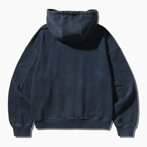 Accept Personalizar Basic Black Men Cajas de peso pesado Tamaño Retro Essence Lavado con ácido Sudadera con capucha de gran tamaño con cremallera - Product Image 4