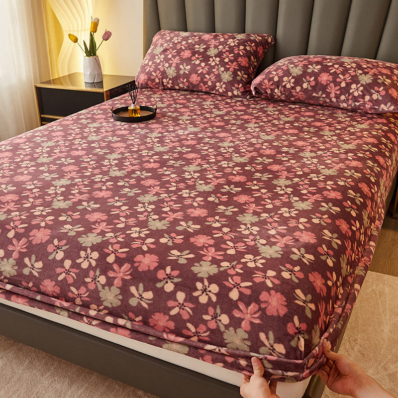 Snowflake velvet fitted sheet-jin color years