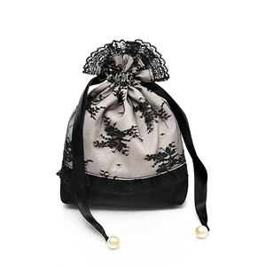 Sac cadeau en toile de jute, en <span class=keywords><strong>organza</strong></span>, en dentelle florale, blanc et noir, petit sac à bijoux, sac à <span class=keywords><strong>parfum</strong></span>, sac cadeau pour fête - Product Image 4