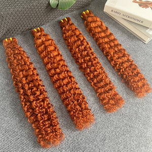 #350 <span class=keywords><strong>Orange</strong></span> gingembre couleur profonde bouclés cheveux brésiliens bruts 12A tissage naturel non traité cuticule alignée faisceaux de cheveux humains bouclés - Product Image 2