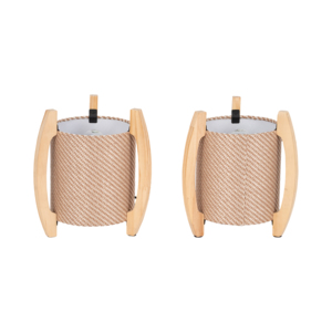 Lampade da tavolo a treppiede cilindriche con paralume in lino intrecciato, illuminazione decorativa per camera da letto e soggiorno. - Product Image 3