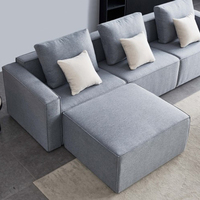 Italiano en forma de l tela sofá de 3 plazas gris tapizado esquina dibujo habitación modular sofá