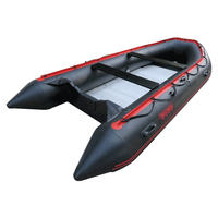 Bateau en caoutchouc à coque rigide, bateau gonflable de sauvetage de couleur noire avec plancher en aluminium
