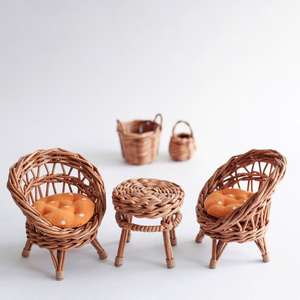 GREENCRAFT 2025 Modelo de Sofá Cama en Miniatura, Hecho a Mano en Bambú, Escala 1/25, Colorido, Multifuncional, Muebles para Casa de Muñecas, Juego de Juguetes - Product Image 5