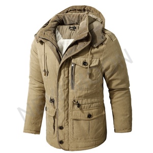 Wholesale High Quality <b>Men's</b> <b>Jacket</b> Coat Plus Size Winter Long Sleeve Hooded Casual Style <b>Canvas</b> Solid Color - Product Image 2