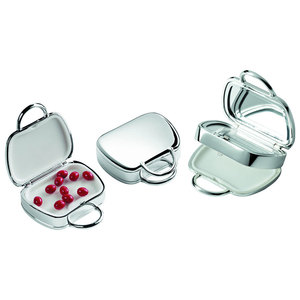 Mirror <b>Pill</b> Box 55x55 Mm Compact <b>Case</b> For Medication <b>Storage</b> - Product Image 1