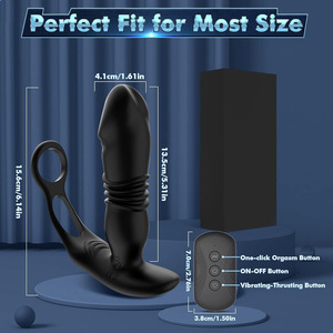 Masseur de prostate avec anneau vibrant, jouets sexuels de vibrateur de gode de poussée anale pour les hommes avec 10 modes de vibration - Product Image 6