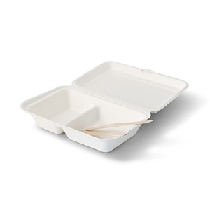 Offre Spéciale : Contenants Alimentaires en Canne à Sucre 25x16.5x6.1cm, 2 Compartiments avec Couvercle à Charnière, Forme Rectangulaire - Product Image 4