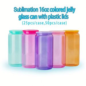 Stocké en entrepôt aux États-Unis : Verres transparents dépolis de 16 oz pour sublimation, type canette, pour bonbons, gelée, bière, et tasses colorées, pour impression de motifs. - Product Image 5