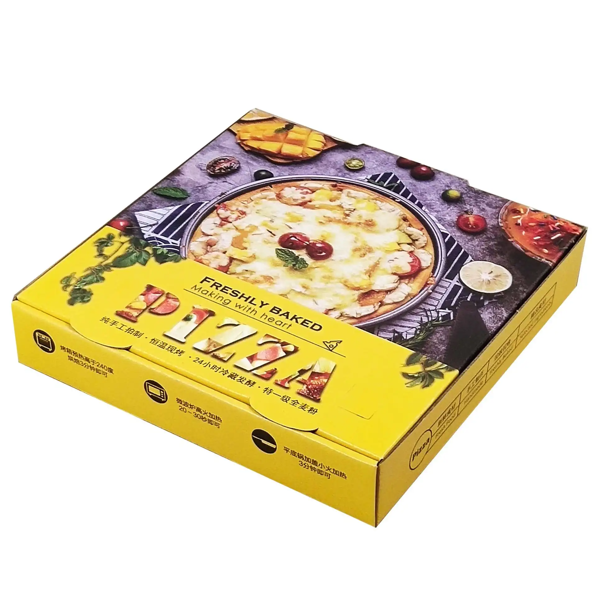 Custom design various size Eco friendly black pizza box Kraft corrugated paper packaging Bulk slice pizza box