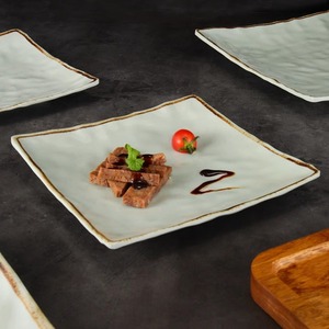 <b>Melamine</b> <b>plates</b>, imitation porcelain plastic cold dish <b>plates</b>, hotel restaurant commercial square upturned corner <b>plates</b>, - Product Image 2