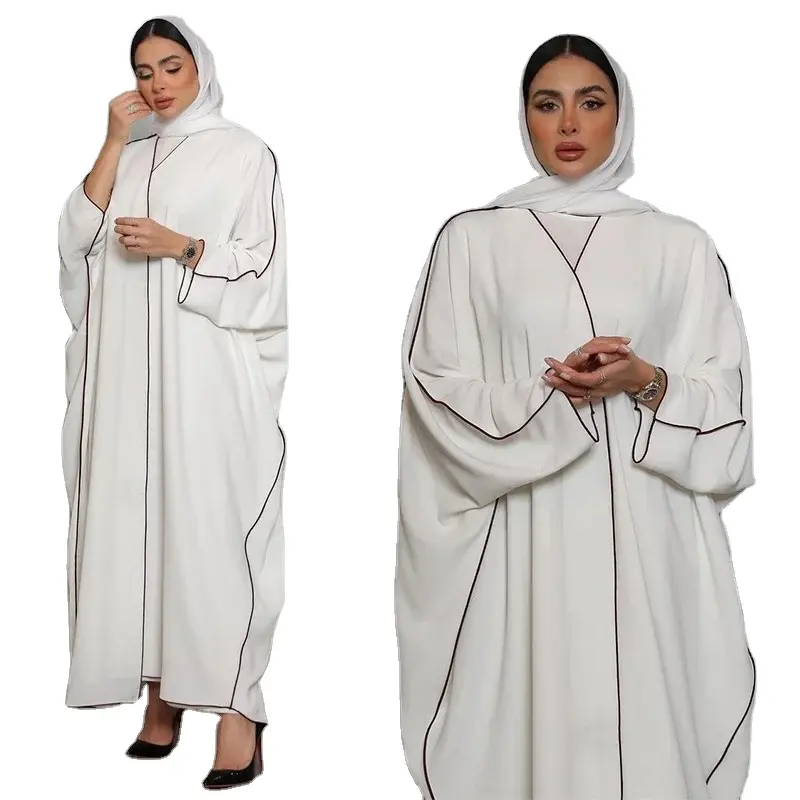 Islamitische Kleding 2 Stuks Open Abaya Saudi Arabia Eid Kalkoen Kurtas Vest Moslim Jurk Kimono Abaya