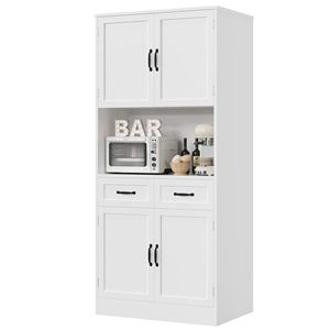 Gabinete de Almacenamiento de Cocina Moderno SENYU, Color Blanco, con Estante Abierto y Cajones para Organización de Despensa - Product Image 1