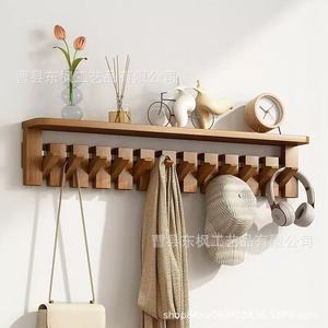 Wooden <b>Wall</b> <b>Mounted</b> Coat Rack Piano Key Style With <b>Shelf</b> For Entryway And Foyer Storage Organizer Easy Install - Product Image 3