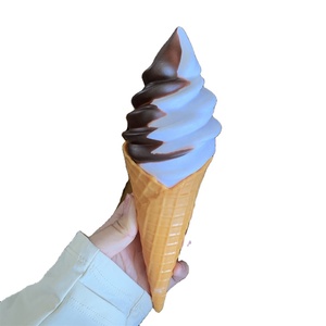 22cm Double Soft Serve Lce Cream Model Simulation Waffle Cone Chocolate Vanilla Faux Food Bracket Cart Display <b>Party</b> Supplies - Product Image 1