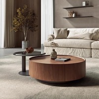 Meja kopi desainer populer set meja teh kecil mewah modern kayu bulat untuk furnitur ruang tamu