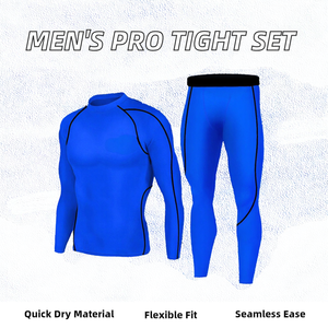 Nuevo Conjunto Deportivo PRO para Hombre, Ajustado, para Entrenamiento, Sin Costuras, Ligero, Reciclable, con Parches, Elástico, de Secado Rápido, Manga Larga + Pantalón Largo - Product Image 2
