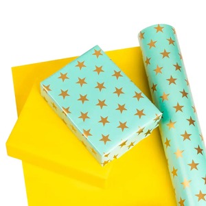 Rollo de Papel de Arte con Diseño de Estrellas Verde Menta Personalizado, 100GSM, Doble Cara, Reciclable, Ecológico, para Envolver Regalos, Manualidades y Embalaje - Product Image 6