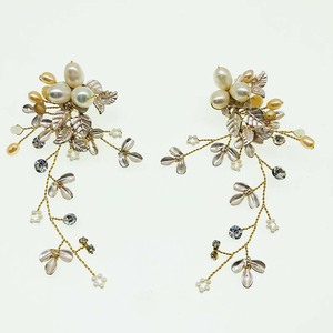 Boucles d'oreilles pendantes de mariée SLBRIDAL faites à la main avec <span class=keywords><strong>strass</strong></span>, cristaux et perles d'eau douce, boucles d'oreilles chandelier pour femme, bijoux de mariage - Product Image 5