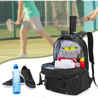 Sac à dos personnalisé résistant à l'eau, sac de transport portable pour raquettes de tennis et de pickleball avec compartiment pour raquette, antivol, pour la gym et les sports