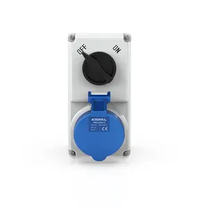 CEE 3P 4P 5P 32A, interruptor de combinación industrial a prueba de agua estándar alemán, interruptor de enclavamiento IP44 y enchufe con aislador