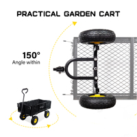 Haute qualité 4 roues chariot de jardin amovible maille en acier vert rouleau conteneur stockage extérieur charge plate-forme en caoutchouc chariot de jardin