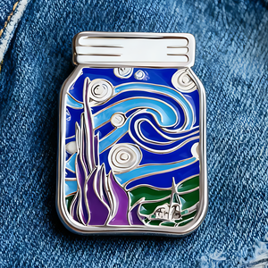 Nouvelle collection : Émail antique Van Gogh Nuit étoilée en alliage de zinc plaqué nickel noir – Souvenir créatif pour artistes, mode, sport et amour - Product Image 2