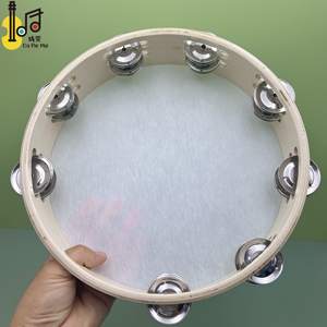 Instrumento de Educación Musical de cascabeles de doble fila de 10 pulgadas, tambor de madera de pandereta para fiesta, baile y canción, favor de KTV - Product Image 5