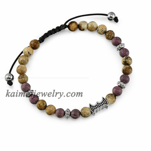 Nuovo Arrivato Logo Personalizzato Fatto A Mano Macrame Del Braccialetto di Pietra In Rilievo Dei Braccialetti Per Gli Uomini - Product Image 4