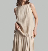 Vêtements de printemps et d'été élégants, décontractés, sans manches, de couleur unie, robes amples à taille haute, ensembles deux pièces pour femmes